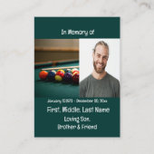 Carte De Visite Jeu de pool Memorial Keepsaké (Devant)