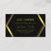Carte De Visite Jeu de yeux noir géométrique Jaune Shimmer flashy (Dos)