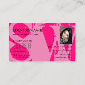 Carte De Visite Jeu de yeux rose noir avec logo photo Monogramme (Dos)