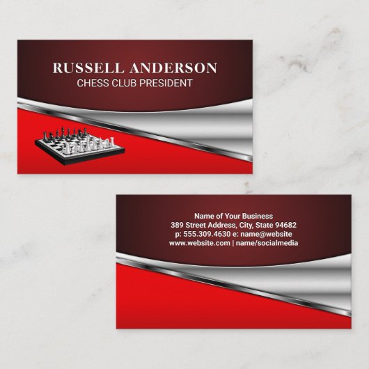 Carte De Visite Jeu d'échecs sur le plateau d'échecs (Devant / Derrière)