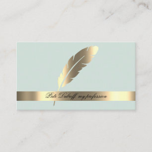 Carte De Visite Jeu d'oeil bleu clair avec la plume d'or