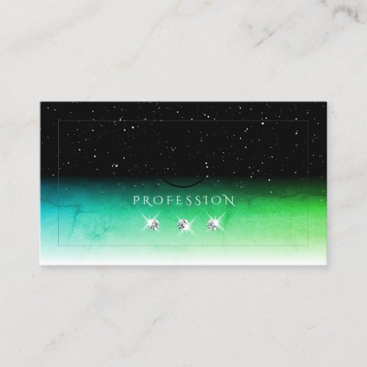 Carte De Visite Jeu d'oeil noir blanc et Turquoise avec logo bijou (Devant)