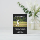 Carte De Visite Jeu du joueur de cricket Memorial Keepsaké (Debout devant)