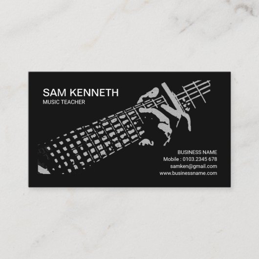 Carte De Visite Jeu du motif de professeur de musique de guitare (Devant)