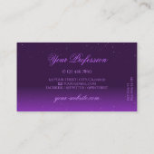 Carte De Visite Jeu d'yeux foncé violet étincelant Diamants élégan (Dos)