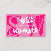 Carte De Visite Jeu d'yeux rose et blanc avec Monogramme élégant (Devant)