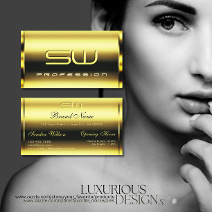 Carte De Visite Jeu d'yeux Shimmery Golden et Faux Initiales 3D