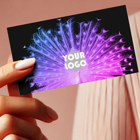 Carte De Visite Jeu d'yeux violet rose pâle paon et logo