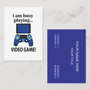 Carte De Visite Jeu vidéo auquel je suis occupé à jouer Jeu vidéo