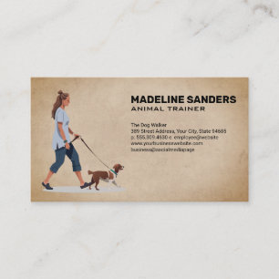 Carte De Visite Jeune femme marchant Chien Beagle