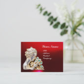 Carte De Visite JEUNE FILLE AUX FLEURS MONOGRAM Gold, Ruby Rouge (Debout devant)