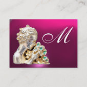 Carte De Visite JEUNE FILLE AUX FLEURS MONOGRAM Or, Rose Fuchsia (Dos)