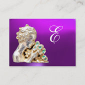 Carte De Visite JEUNE FILLE AVEC FLEURS MONOGRAM Or, Violet (Dos)