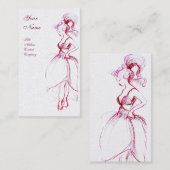 Carte De Visite JEUNE FILLE MODE DE BEAUTÉ DRAWING, Perle blanche  (Devant / Derrière)