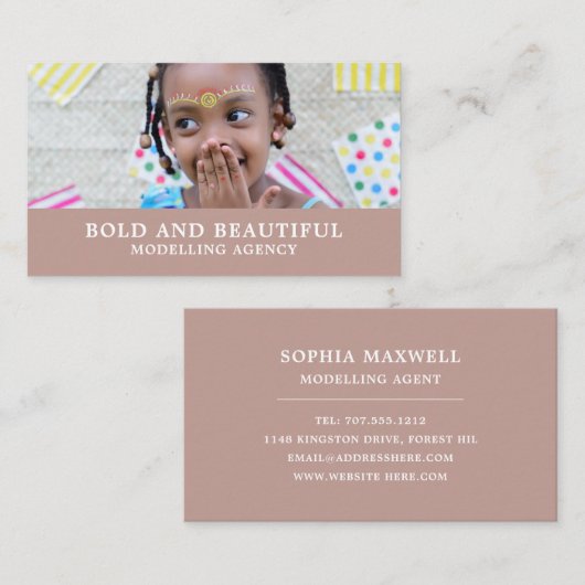 Carte De Visite Jeune modèle, agence de modélisation, agent modèle (Devant / Derrière)