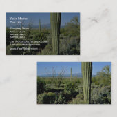 Carte De Visite Jeunes cactus du Saguaro, fleurs d'ocotillo à fleu (Devant / Derrière)