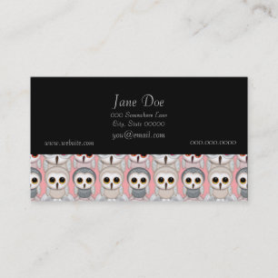 Carte De Visite Jeunes Hiboux sur Motif Rose