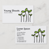 Carte De Visite Jeunes pousses - Noir avec martien vert sur blanc (Devant / Derrière)