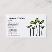 Carte De Visite Jeunes pousses - Noir avec martien vert sur blanc (Dos)