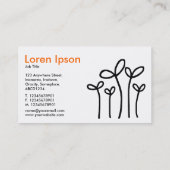 Carte De Visite Jeunes pousses - Orange avec noir sur blanc (Dos)