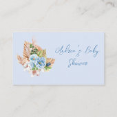 Carte De Visite Jeux bébé Herbe de Pampas Bleue Boho Tirage au sor (Dos)