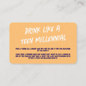 Carte De Visite Jeux De Boisson Amusants Pour Parties (Dos)