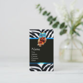 CARTE DE VISITE JEWEL OWL BLUE BLACK WHITE ZEBRA FUR MONOGRAM (Debout devant)