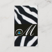 CARTE DE VISITE JEWEL OWL BLUE BLACK WHITE ZEBRA FUR MONOGRAM (Dos)