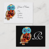 Carte De Visite JEWEL OWL, Or, Turquase Bleue, Topaz Perle Blanche (Devant / Derrière)