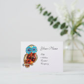 Carte De Visite JEWEL OWL, Or, Turquase Bleue, Topaz Perle Blanche (Debout devant)