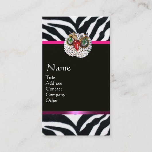 CARTE DE VISITE JEWEL OWL ROSE BLACK ZEBRA FUR MONOGRAM (Devant)