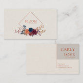 Carte De Visite Jewel Tone Floral and Copper Diamond Frame (Devant / Derrière)