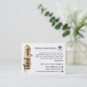 Carte De Visite Jewelry Care White Chic Script Thank You Card (Debout devant)