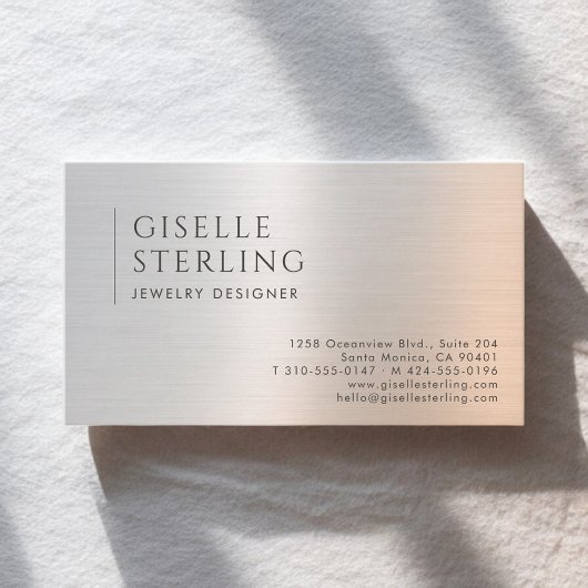 Carte De Visite Jewelry Designer Brushed Metal