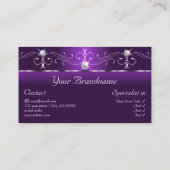 Carte De Visite Joaillé élégant violet blanc squigglé avec photo (Dos)