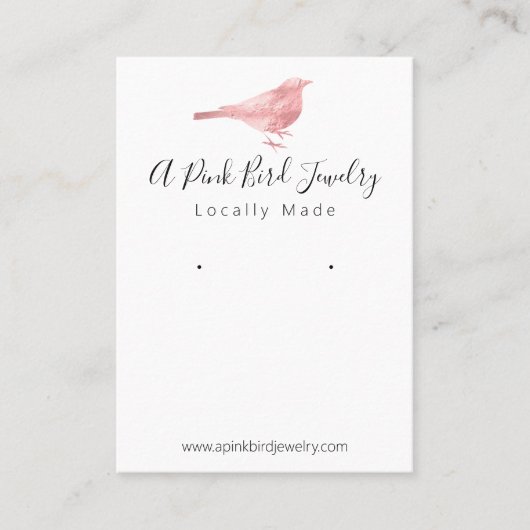 Carte De Visite Joaillerie à oreille blanche rose mignonne Oiseau (Devant)
