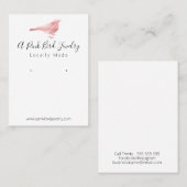 Carte De Visite Joaillerie à oreille blanche rose mignonne Oiseau (Devant / Derrière)