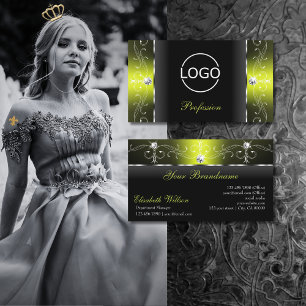 Carte De Visite Joaillerie élégante noire et Jaune braguée ajouter