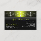 Carte De Visite Joaillerie élégante noire et Jaune braguée ajouter (Dos)