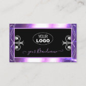 Carte De Visite Joaillerie Ornate Noir Violet Joyaux avec logo (Devant)