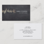 Carte De Visite Joaillier Designer Elegant Gold et Black Chalkboar (Devant / Derrière)