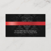 Carte De Visite Joaillier designer Red Ribbon Damask Moderne (Dos)