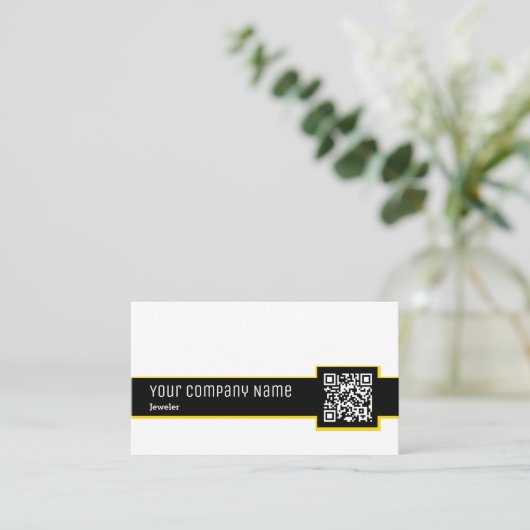 Carte De Visite Joaillier professionnel noir et blanc QR Code (Debout devant)