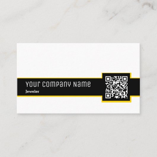 Carte De Visite Joaillier professionnel noir et blanc QR Code (Devant)