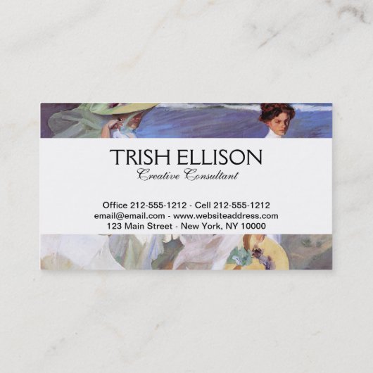 Carte De Visite Joaquin Sorolla Femmes Promenade Plage (Dos)