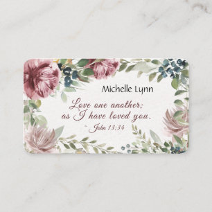 Carte De Visite John 13:34 Love one Another Watercolor Floral