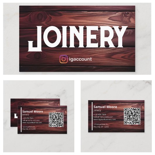 Carte De Visite Joinery Modèle Design Woodworkers Code QR