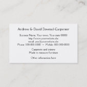 Carte De Visite Joint en bois d'axe et de queue d'aronde (Dos)