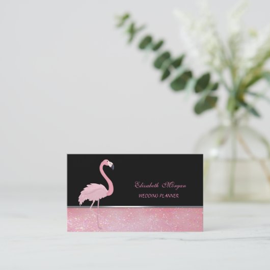 Carte De Visite Joli Adorable Élégant, Flamant rose rose (Debout devant)