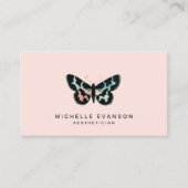Carte De Visite Joli Aquarelle Papillon Logo rose pâle (Devant)